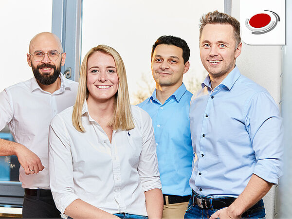 Gruppenbild unseres jungen Führungsteams, v. l. n. r. Jakob, Louisa, Karusch, Marco